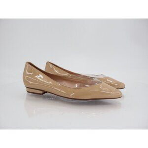 Schutz Ballet Flats Women's 5.5 Tan Patent Leather Pointy Toe Slip On Shoes Nude